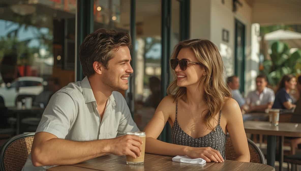 Gemeinsame Interessen nutzen – zwei Menschen lachen entspannt im Café