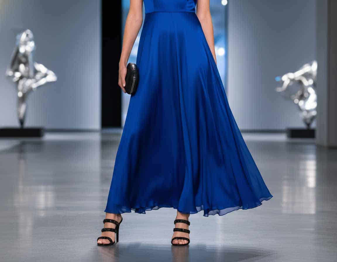 Schwarzer Schuh zum blauen Kleid Schwarzer Schuh zum blauen Kleid