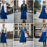 Was kann man zu einem blauen Kleid anziehen?
