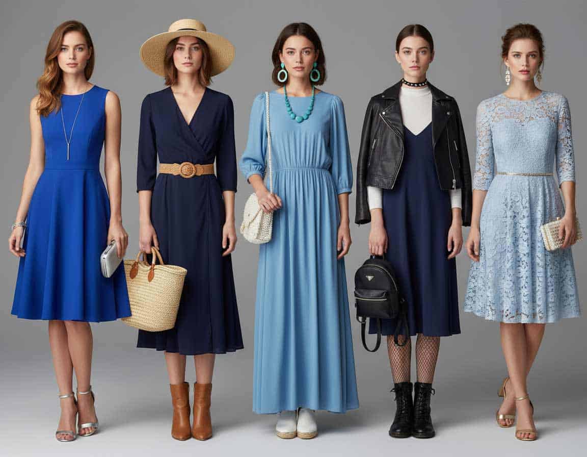Was kann man zu einem blauen Kleid tragen Was kann man zu einem blauen Kleid tragen